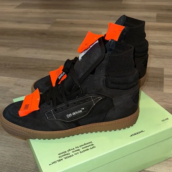 Off-White Black High-Tops with Orange Tags - Picture 3 of 6